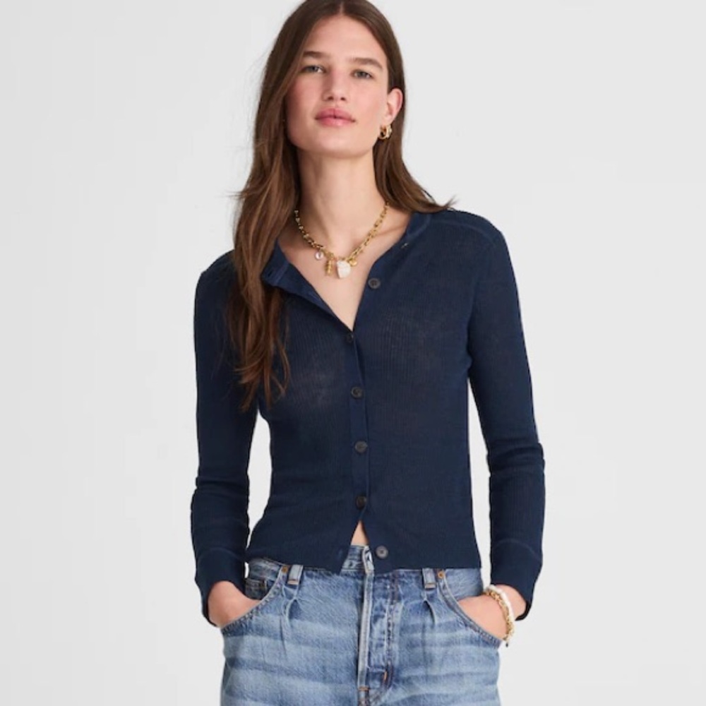 Madewell Ribbed Knit Polo Button-Down – Black 🖤✨